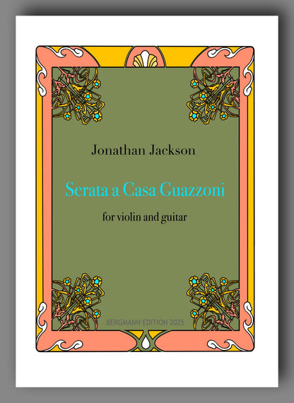 Sheet music cover for 'Serata a Casa Guazzoni' by Jonathan Jackson, featuring decorative border and text.
