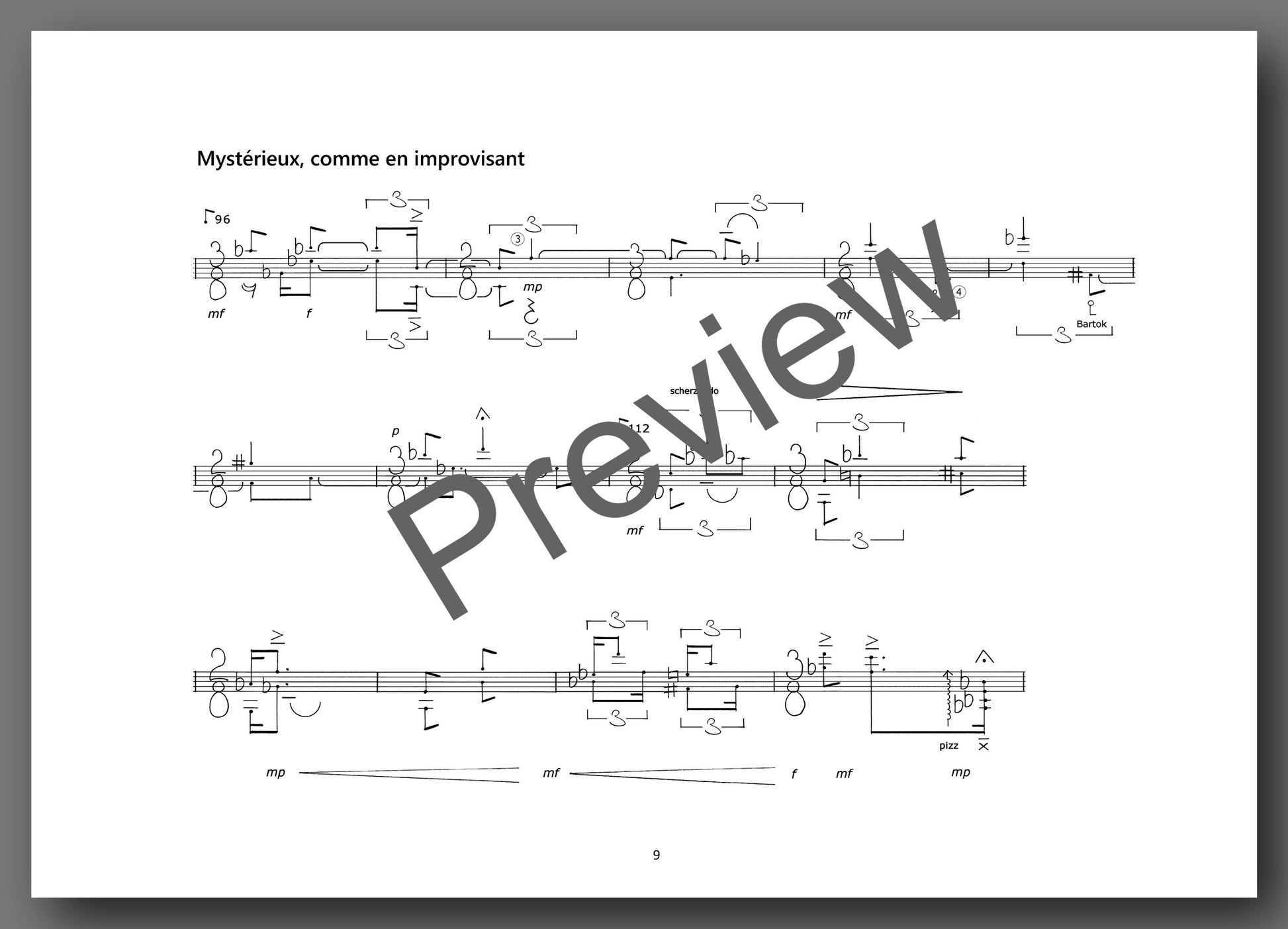 Alain Féron, Silencieusement va la sève, Opus 25 - preview of the music score 3