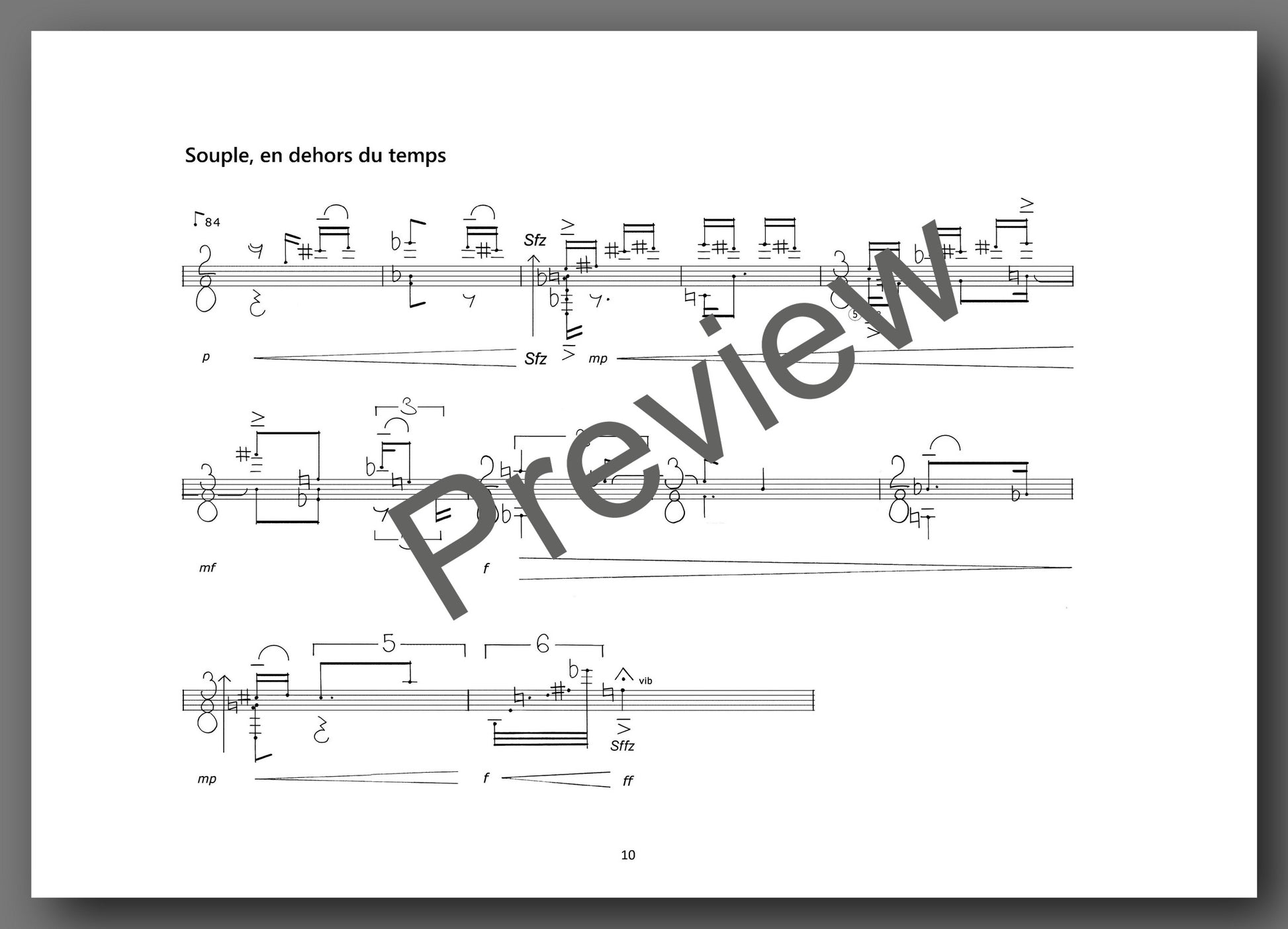 Alain Féron, Silencieusement va la sève, Opus 25 - preview of the music score 4