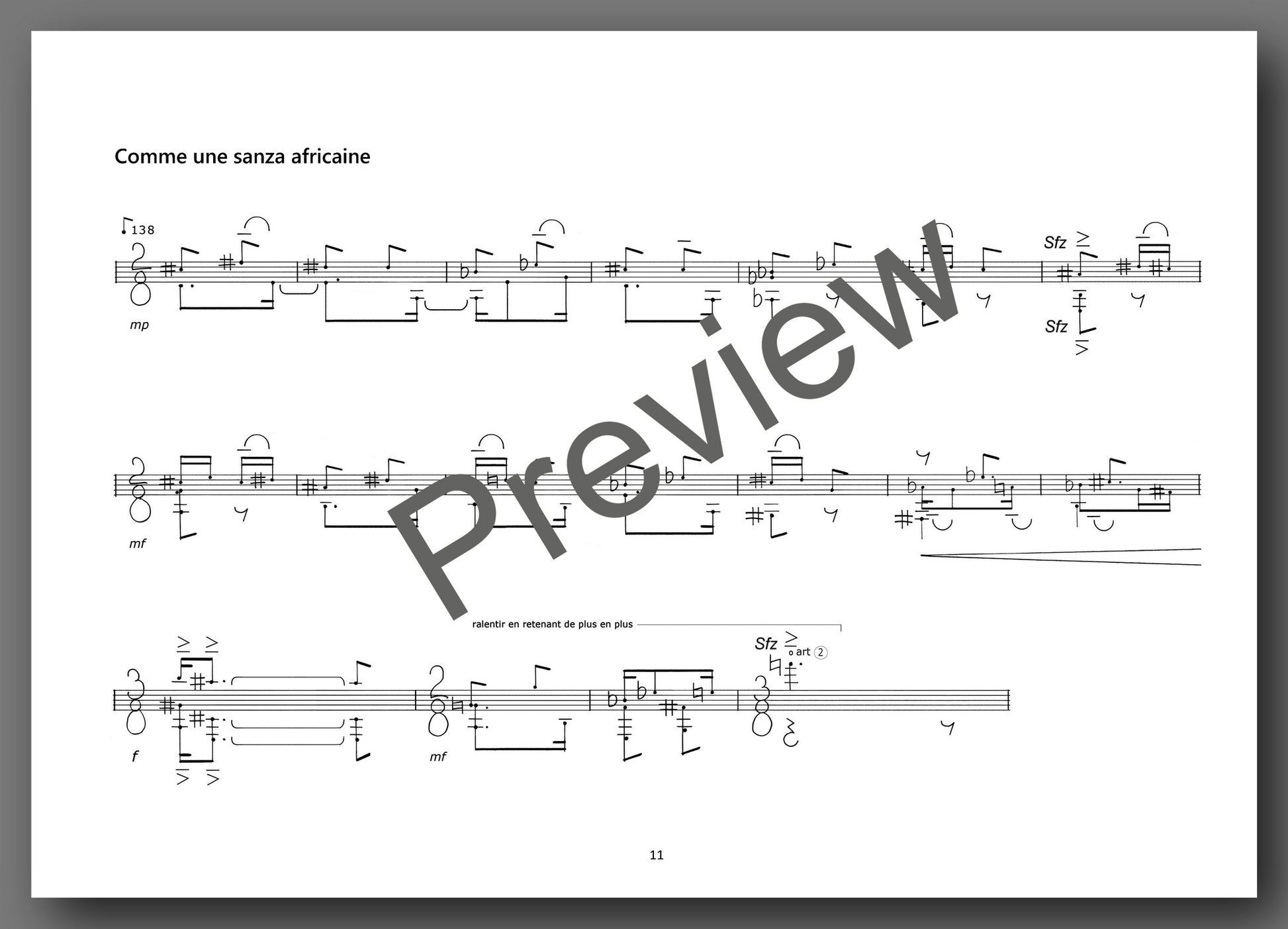 Alain Féron, Silencieusement va la sève, Opus 25 - preview of the music score 5