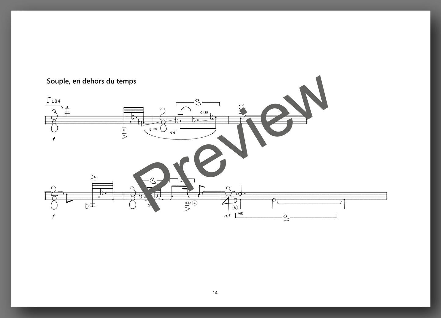 Alain Féron, Silencieusement va la sève, Opus 25 - preview of the music score 6