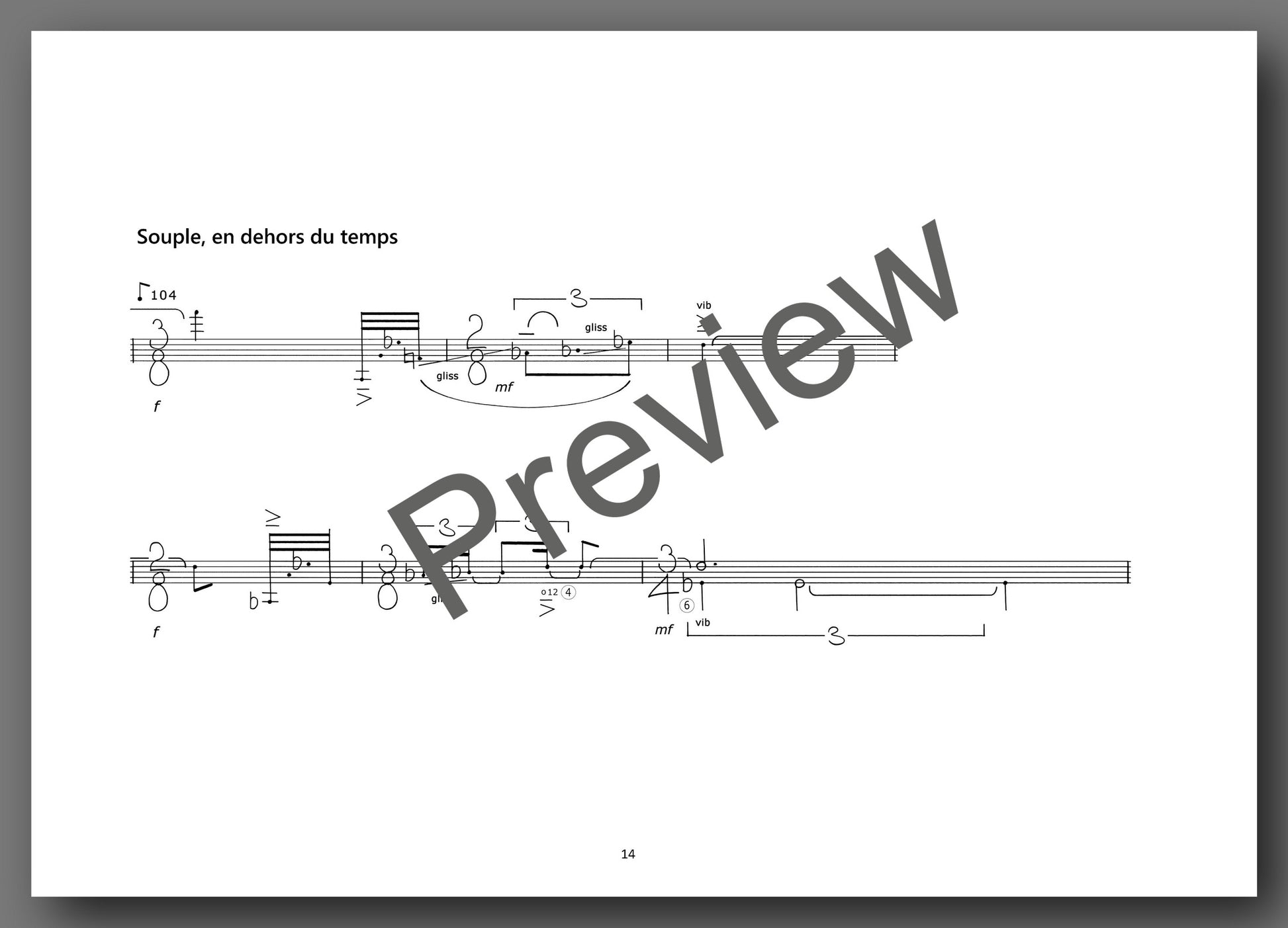 Alain Féron, Silencieusement va la sève, Opus 25 - preview of the music score 6