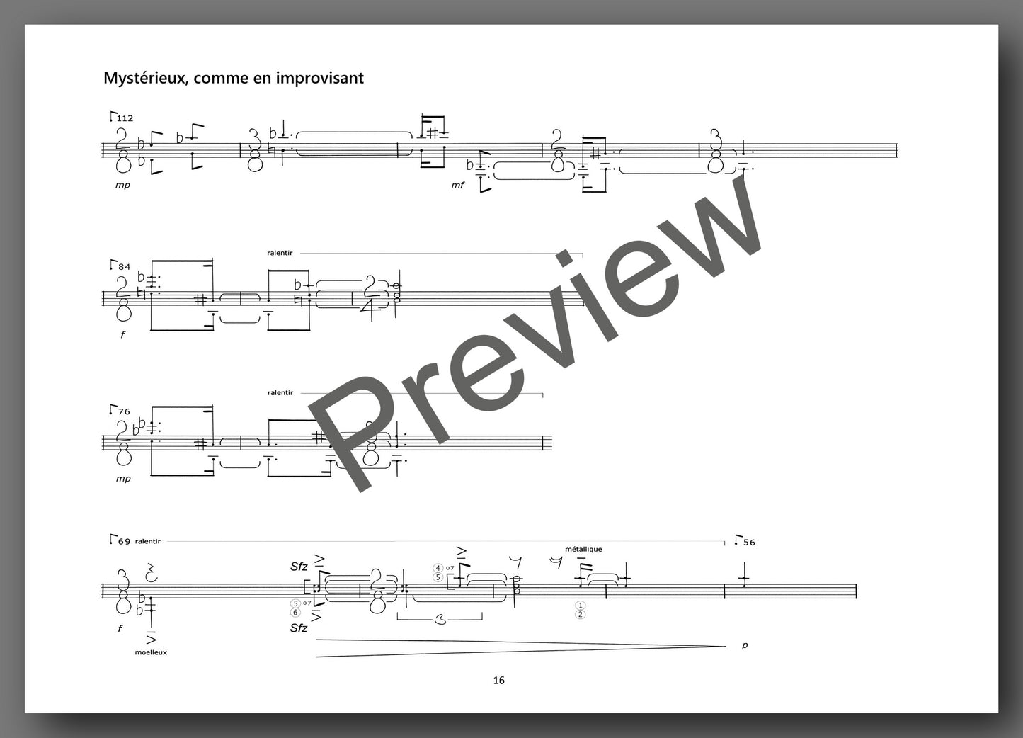 Alain Féron, Silencieusement va la sève, Opus 25 - preview of the music score 7
