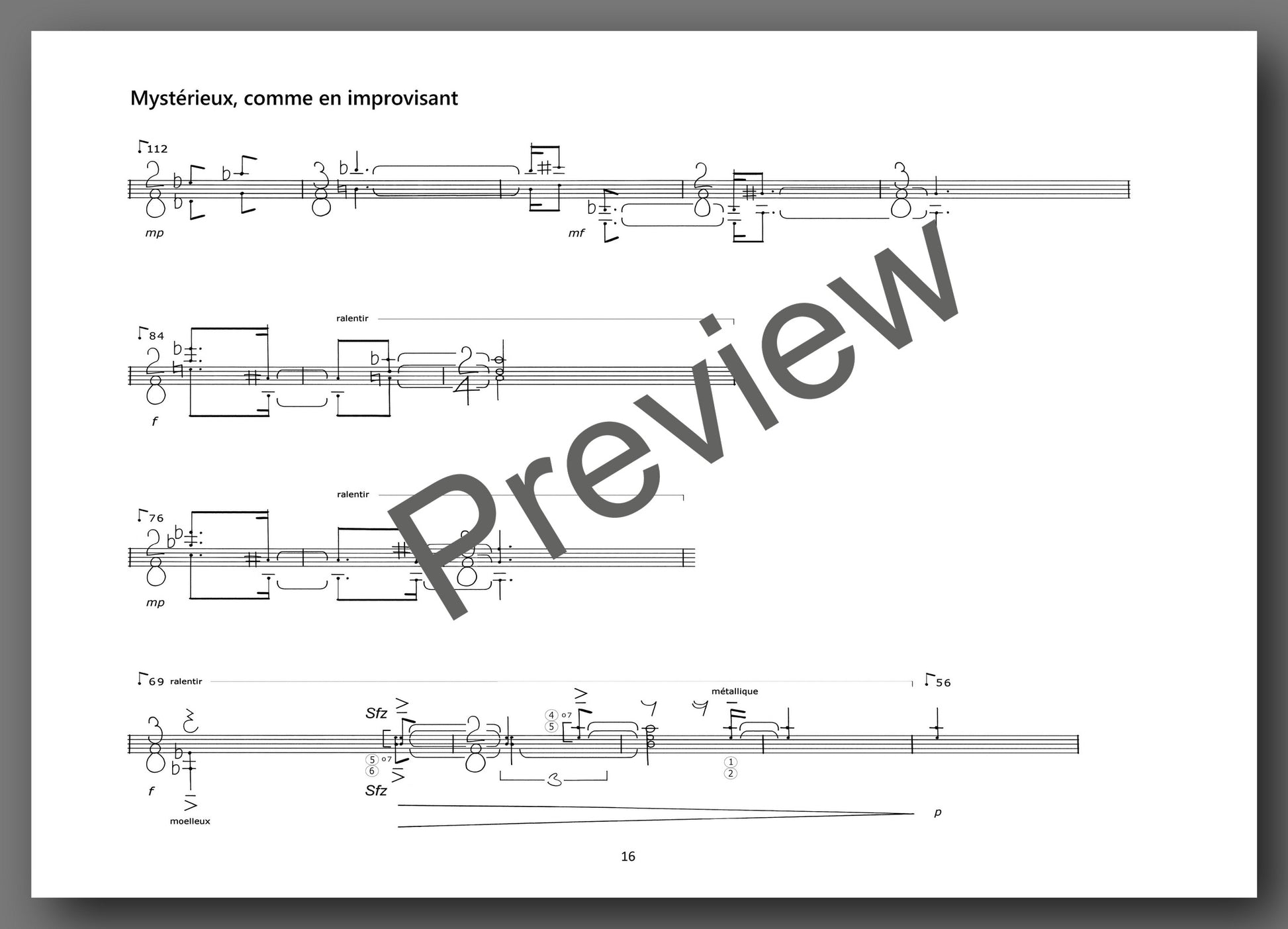 Alain Féron, Silencieusement va la sève, Opus 25 - preview of the music score 7