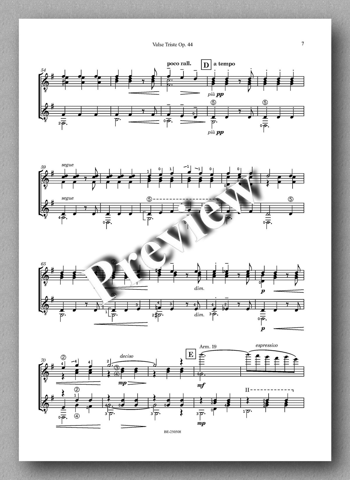 Jean Sibelius, Valse Triste Op. 44 - preview of the music score 3