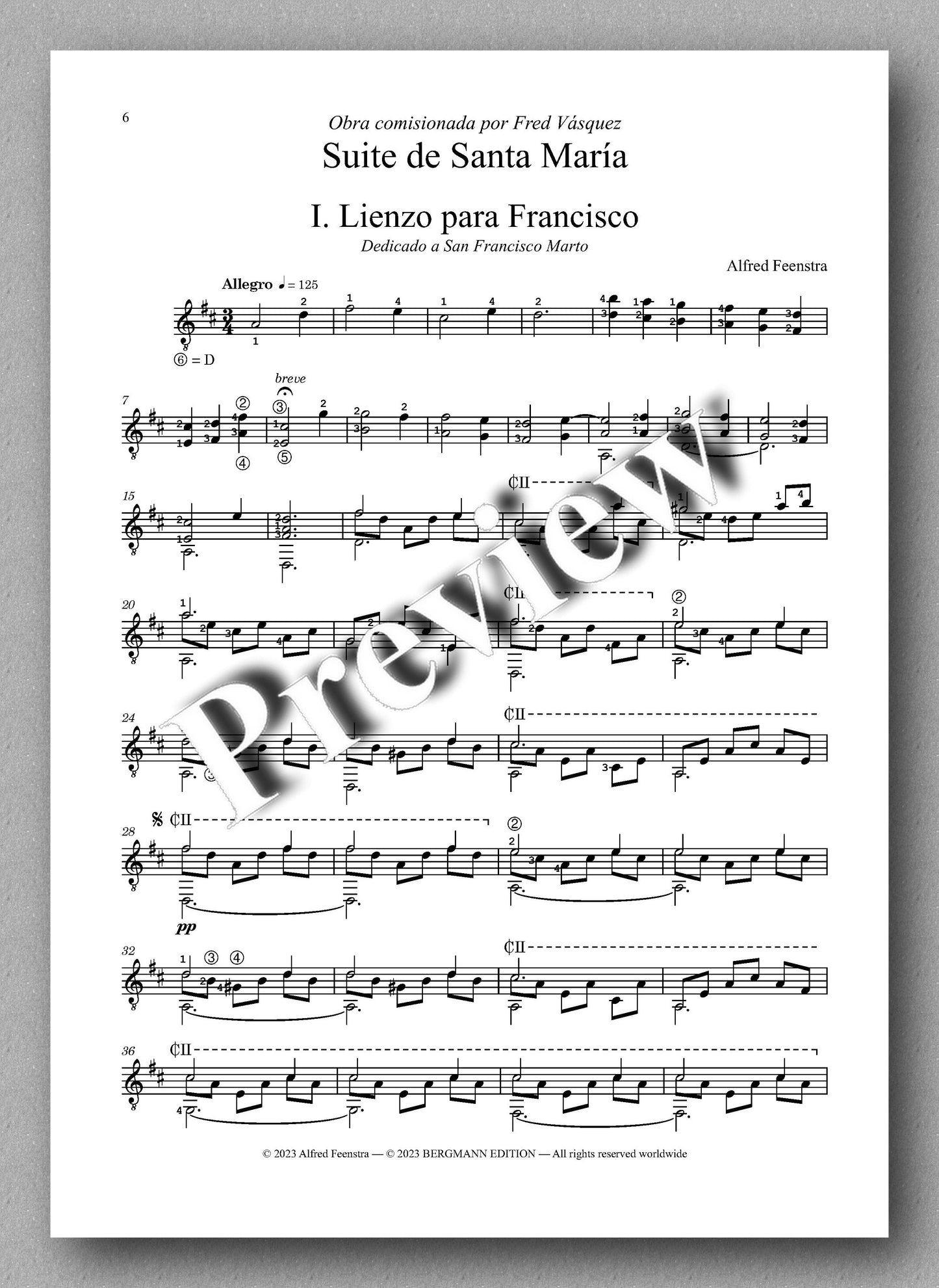Alfred Feenstra, Suite de Santa María - preview of the music score 1