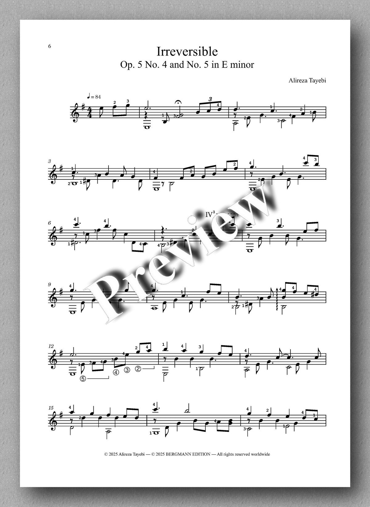 Alireza Tayebi, Four Pieces, Opus 5 - preview of the music score 2