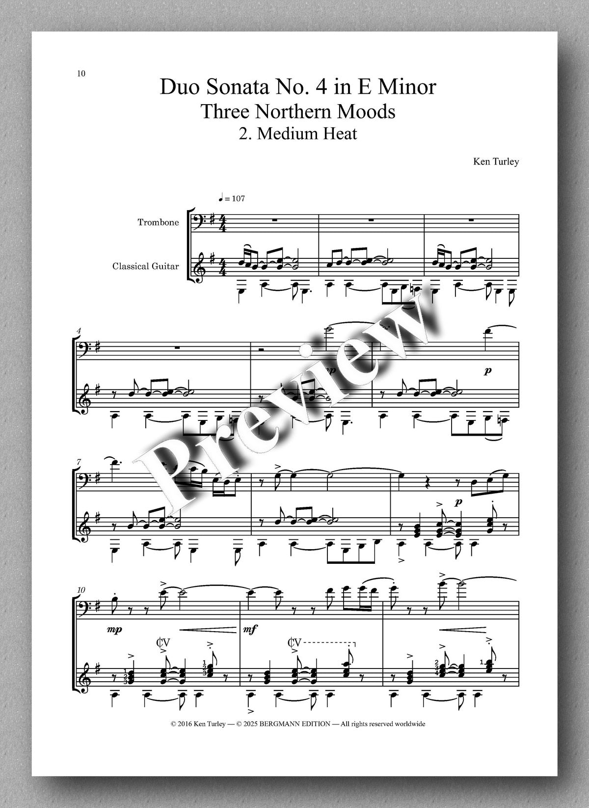 Ken Turley, Duo Sonata No. 4 in E Minor
Three Northern Moods - preview of the music score 2