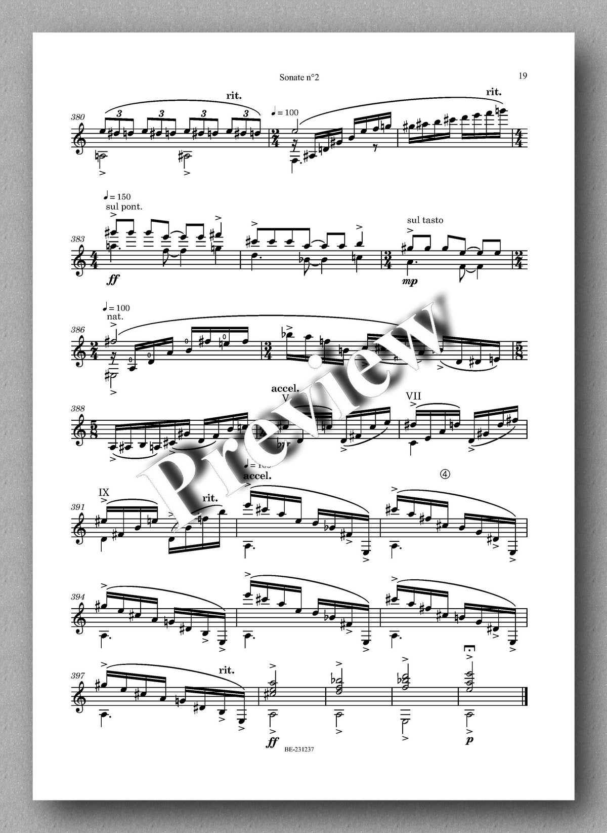 Sonate n°2 by Christian Vasseur - preview of the music score 4