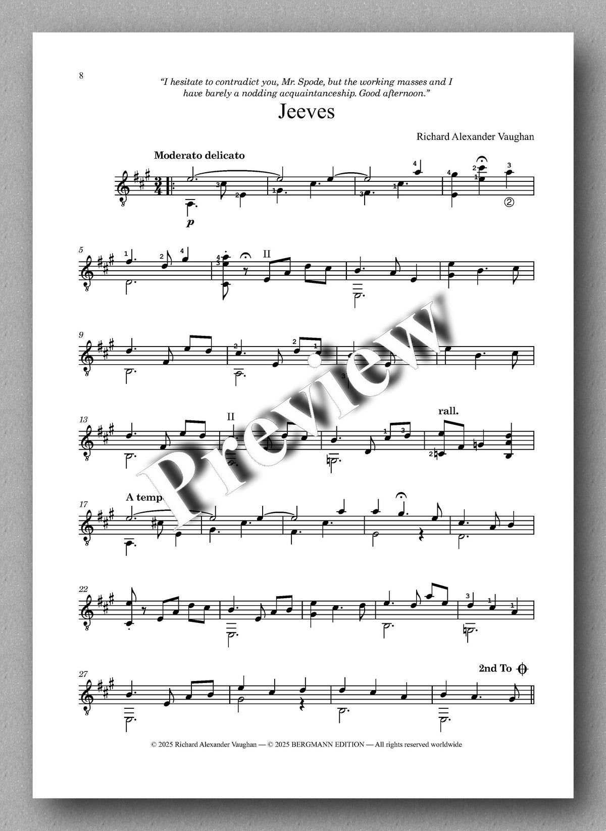 Richard Alexander Vaughan, Five Wodehouse Portraits - preview of the music score 2