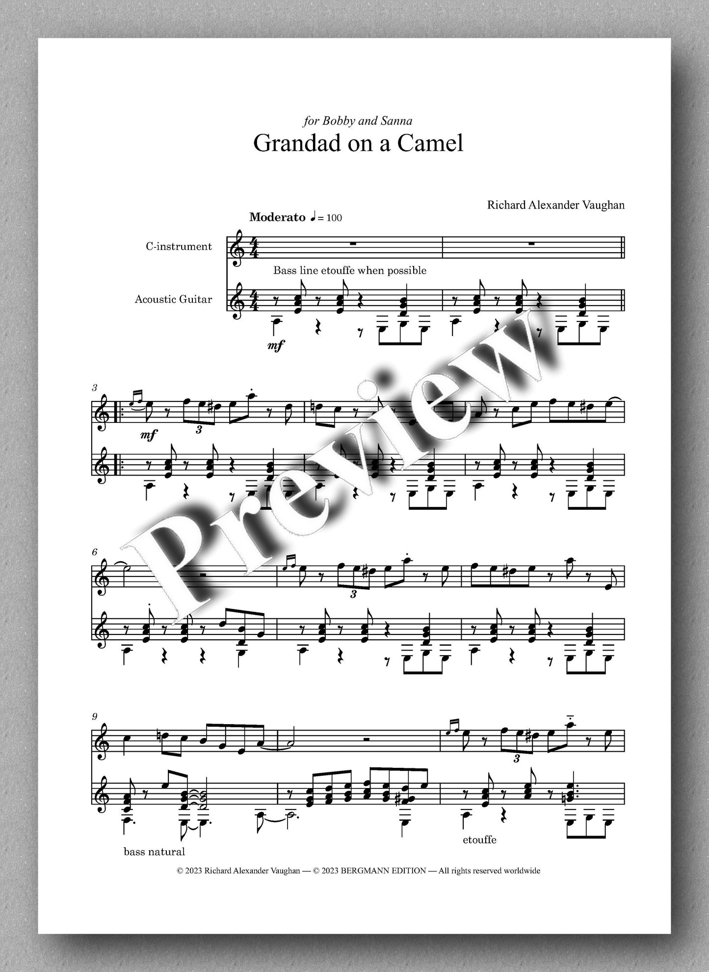 Grandad on a Camel by Richard Alexander Vaughan - preview of the music score 1