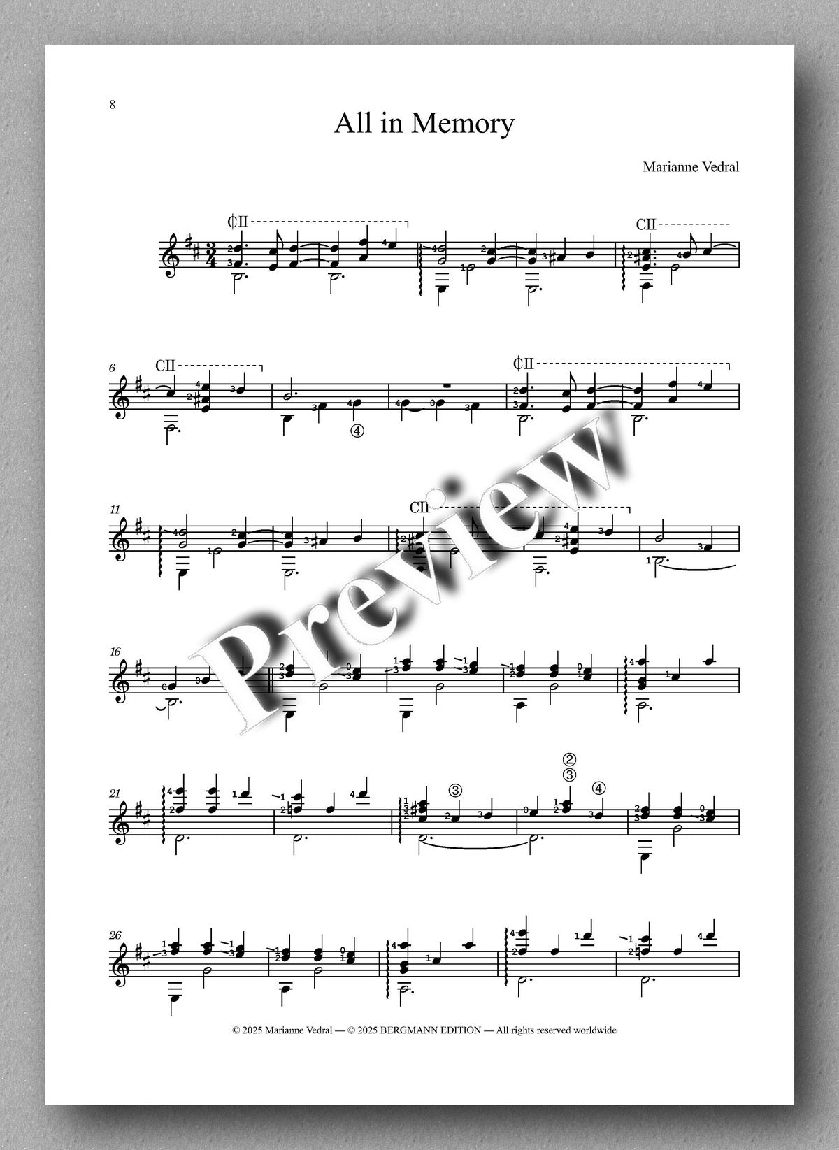 Mosaik 3 by Marianne Vedral, preview of the music score 2