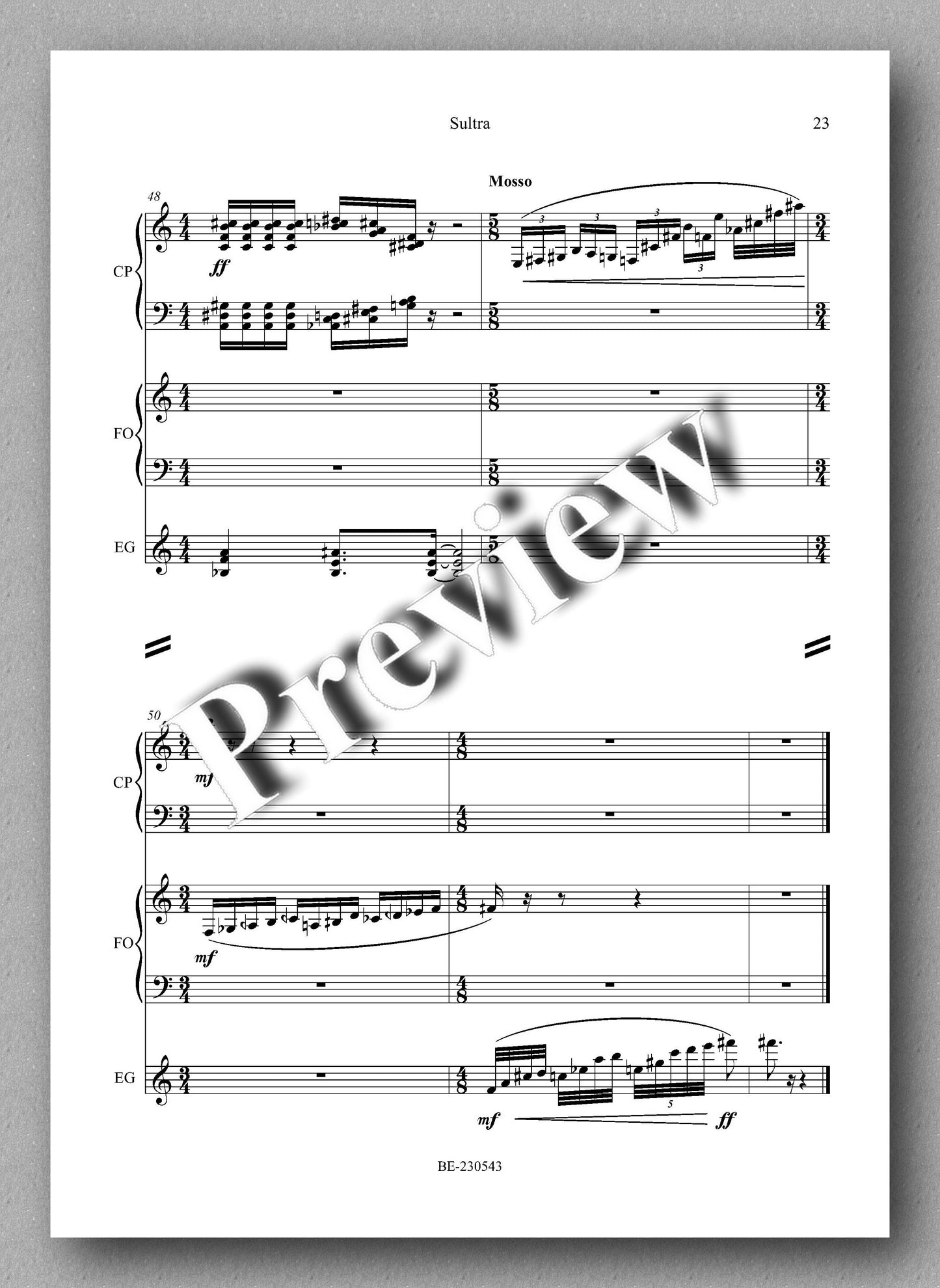 Nicolà Visalì, SUTRA - preview of the music score 3