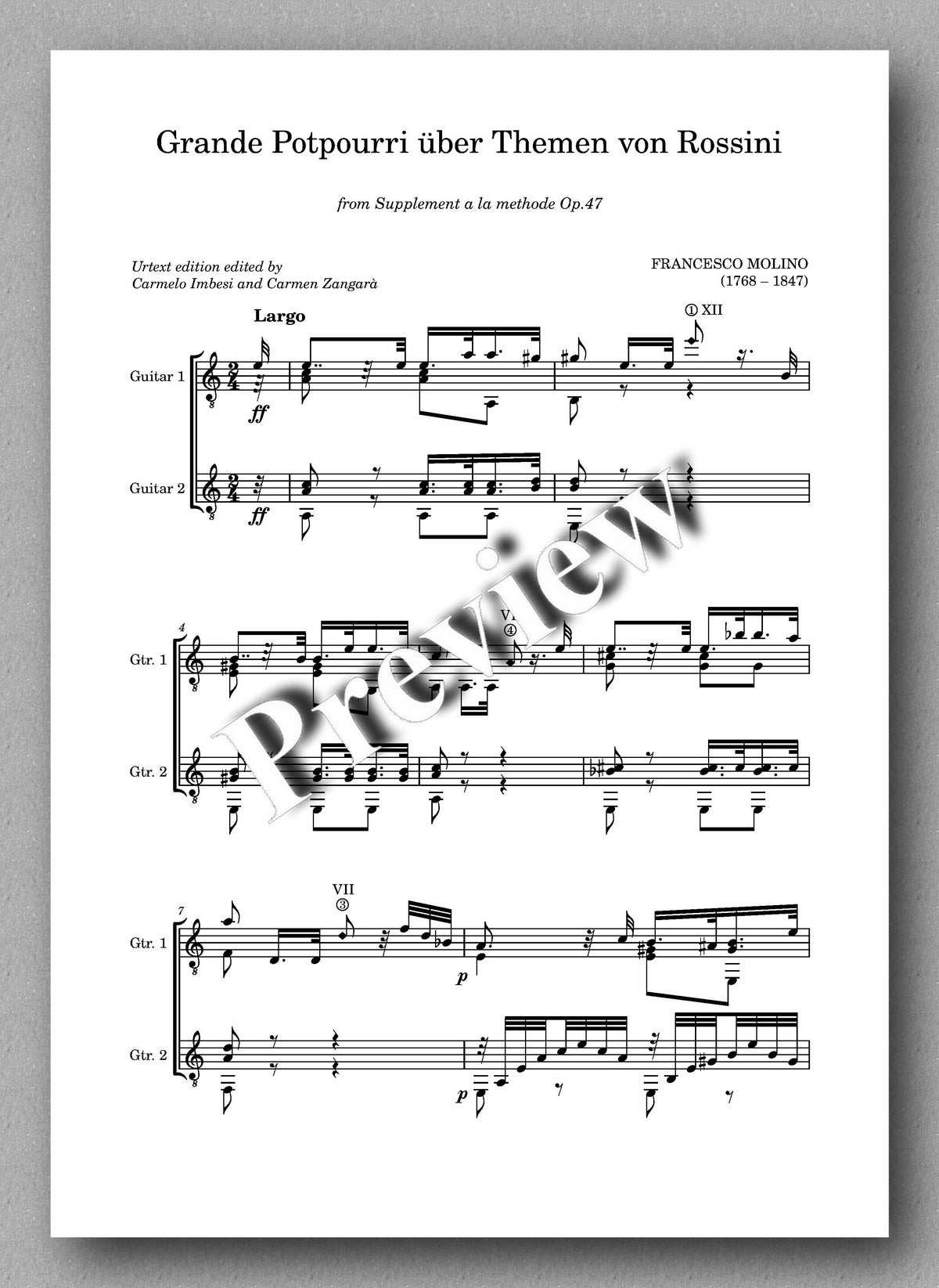 FRANCESCO MOLINO (1768–1847) Collected Works for Guitar - duet, Volume 50 - preview of the music score 1