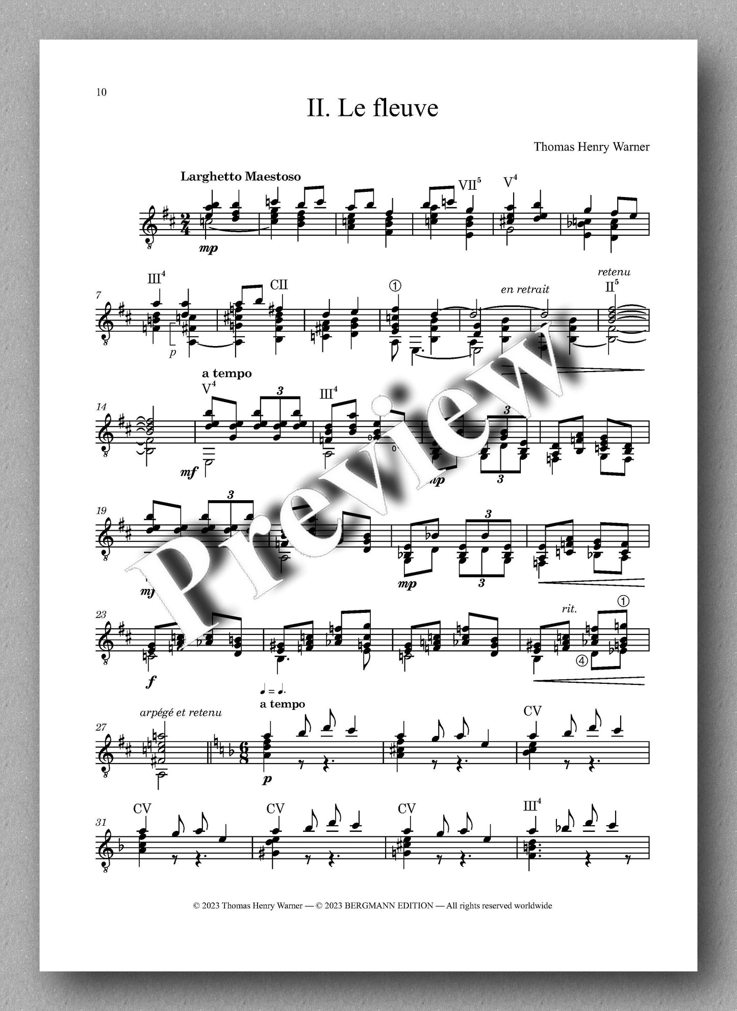 Danses Occitanes, by  Thomas Henry Warner- preview of the music score 2