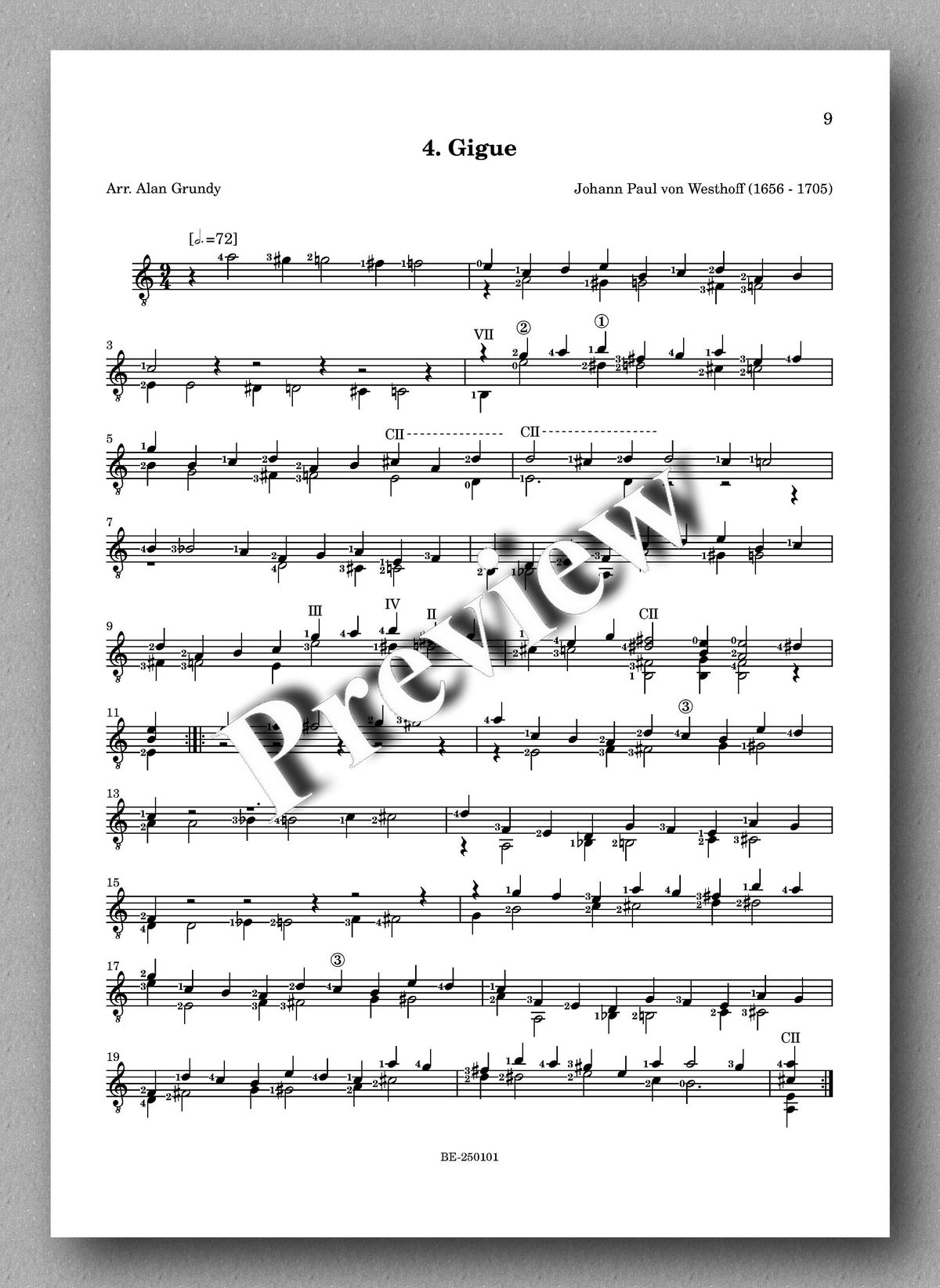 Johann Paul Von Westhoff, Suite in A minor-preview of the music score 2