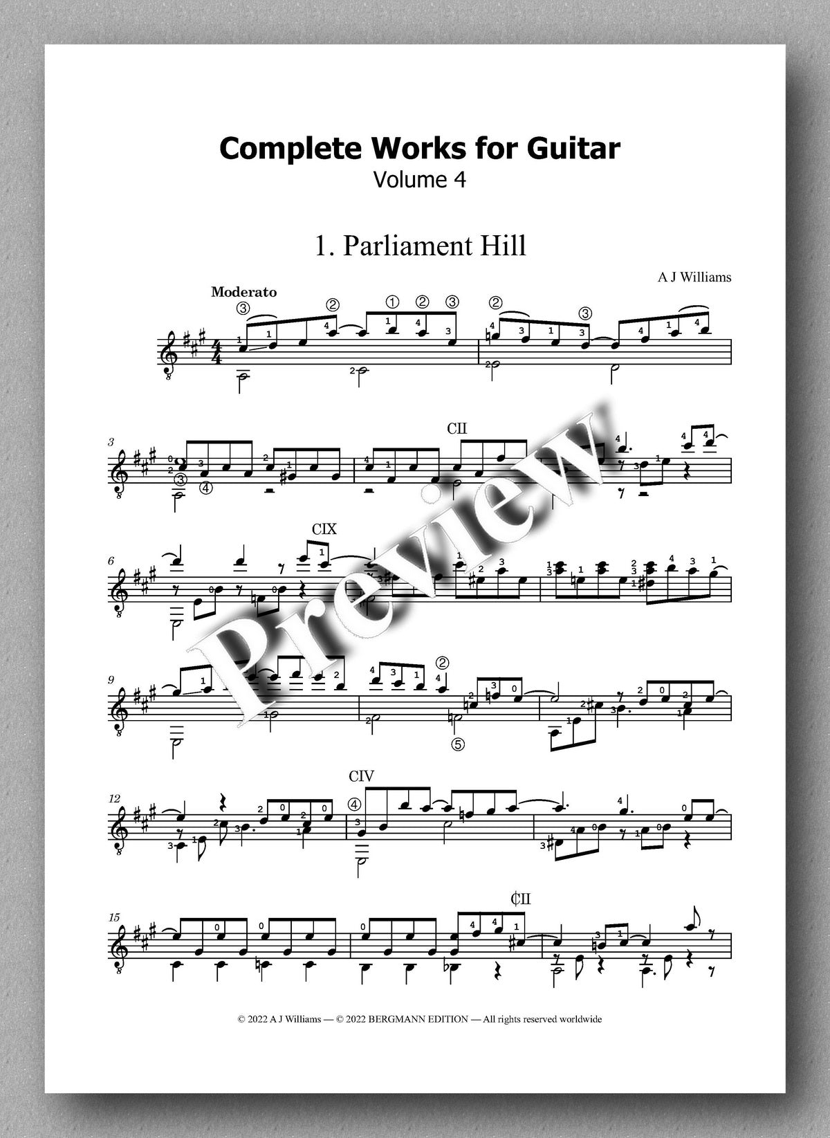 Andrew Williams, Complete Works for Solo Classical Guitar, Volume 4 - preview of the music score 1