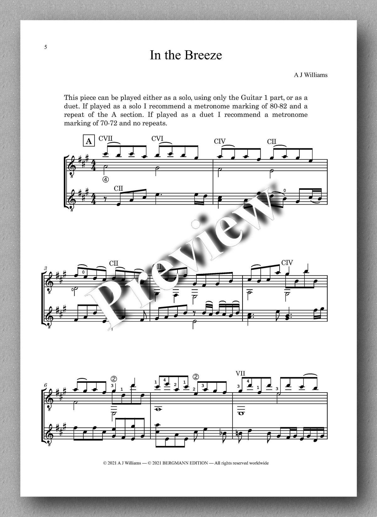 Williams, In the Breeze - Duet - music score 1