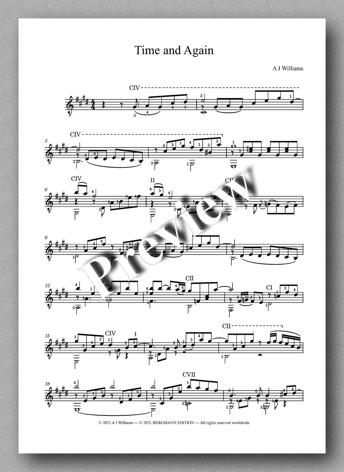 Williams, Time and Again - music score 1