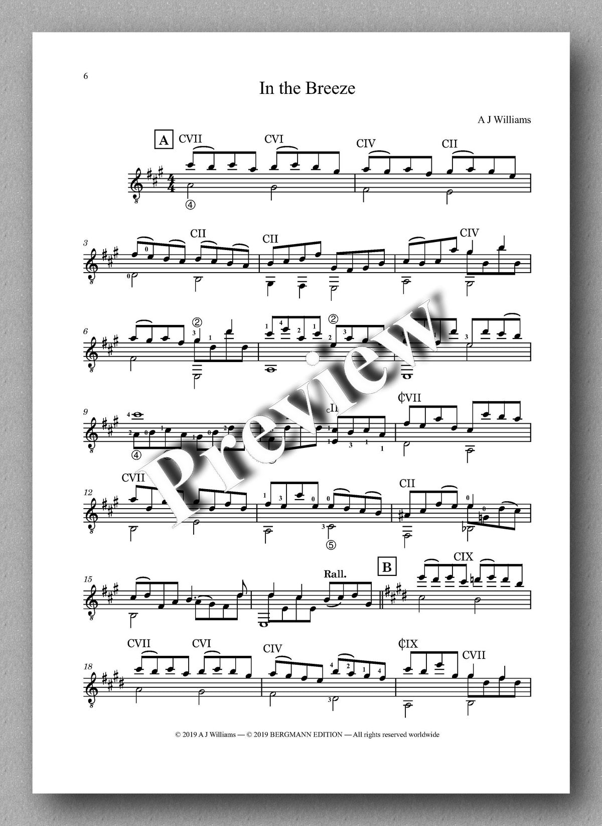 Andrew Williams, Two Pieces: Blue and Gold and In the Breeze - preview of the music score 2
