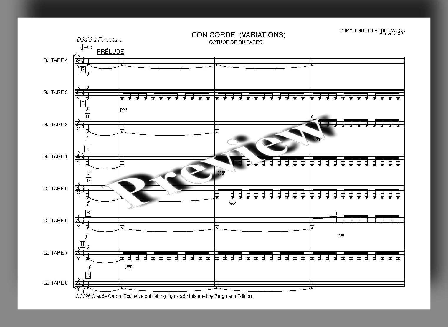 Con Corde (Variations): Page 1 of the score
