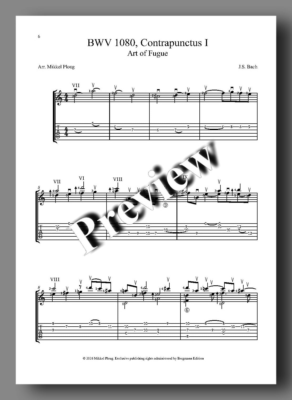 Bach-Ploug, Mikkel Ploug Interprets Bach (TAB version)