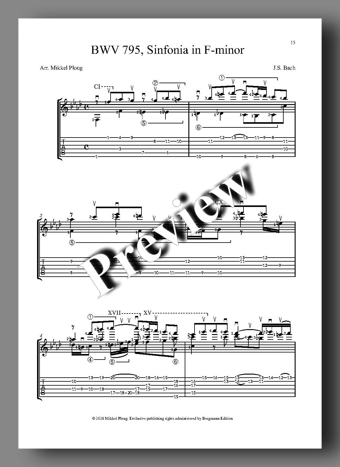 Bach-Ploug, Mikkel Ploug Interprets Bach (TAB version)