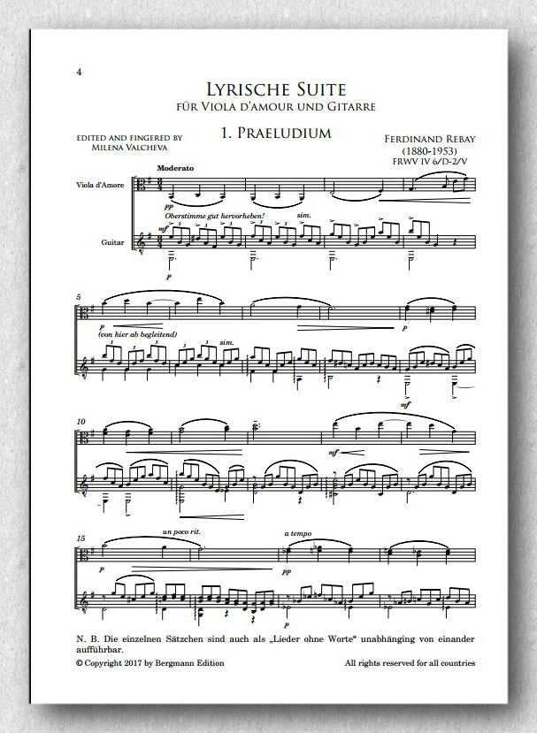 Rebay [026], Lyrische Suite für Viola d'amour und Gitarre - preview of the score 1