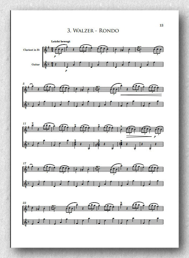 Rebay [032], Drei kleine Vortrags-Stücke für Klarinette und Gitarre - preview of the score 1