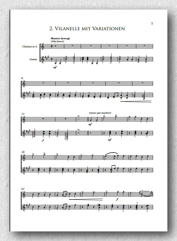 Rebay [032], Drei kleine Vortrags-Stücke für Klarinette und Gitarre - preview of the score 2