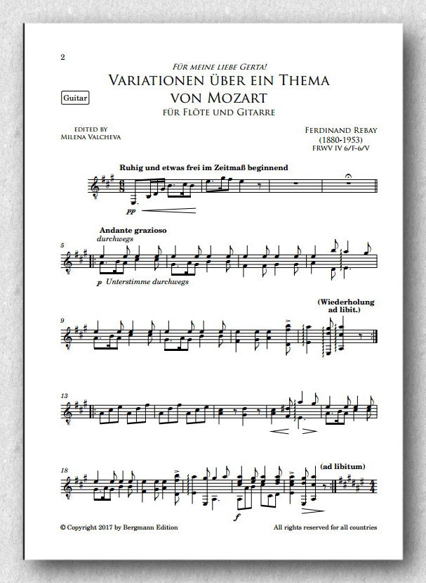 Rebay [037], Variationen über ein Thema von Mozart - preview of the score 1