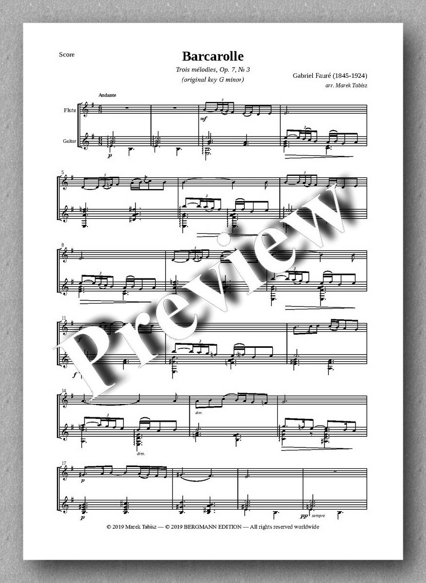 Faure-Tabisz, Barcarolle - op 7 No 3 - preview of the music score