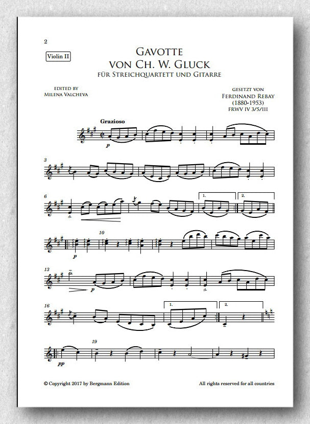 Rebay [042], Gavotte von Ch. W. Gluck - preview of the score 2