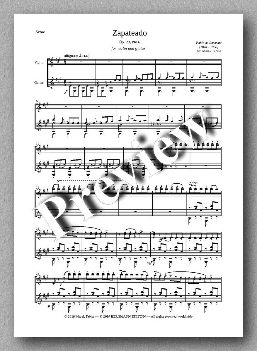 PABLO DE SARASATE, Zapateado - preview of the music score 1
