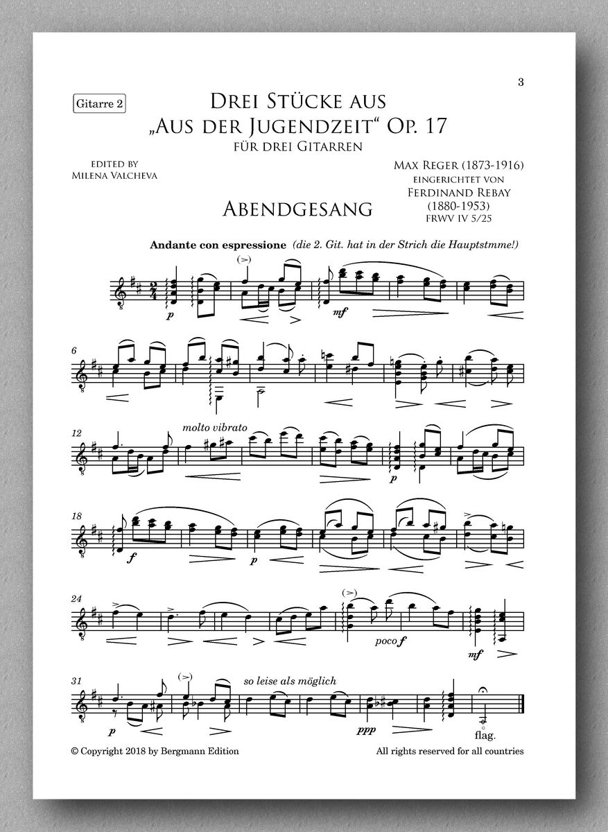 Rebay [079], Drei Stücke aus „Aus der Jugendzeit“ Op. 17, Max Reger - preview of the parts 2