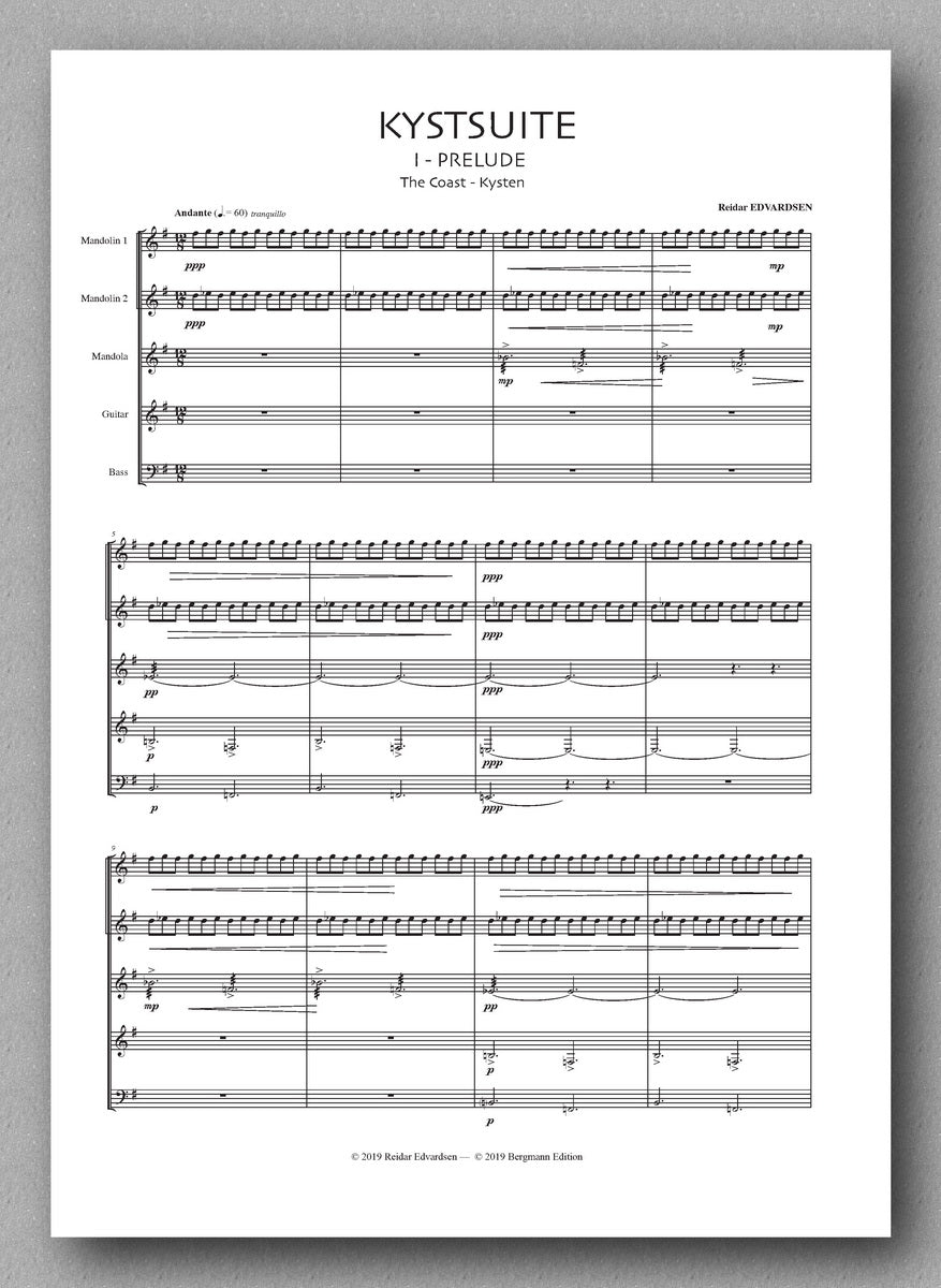 Reidar Edvardsen, Kystsuite (Coastal Suite) for mandolin orchestra - preview of the score 1