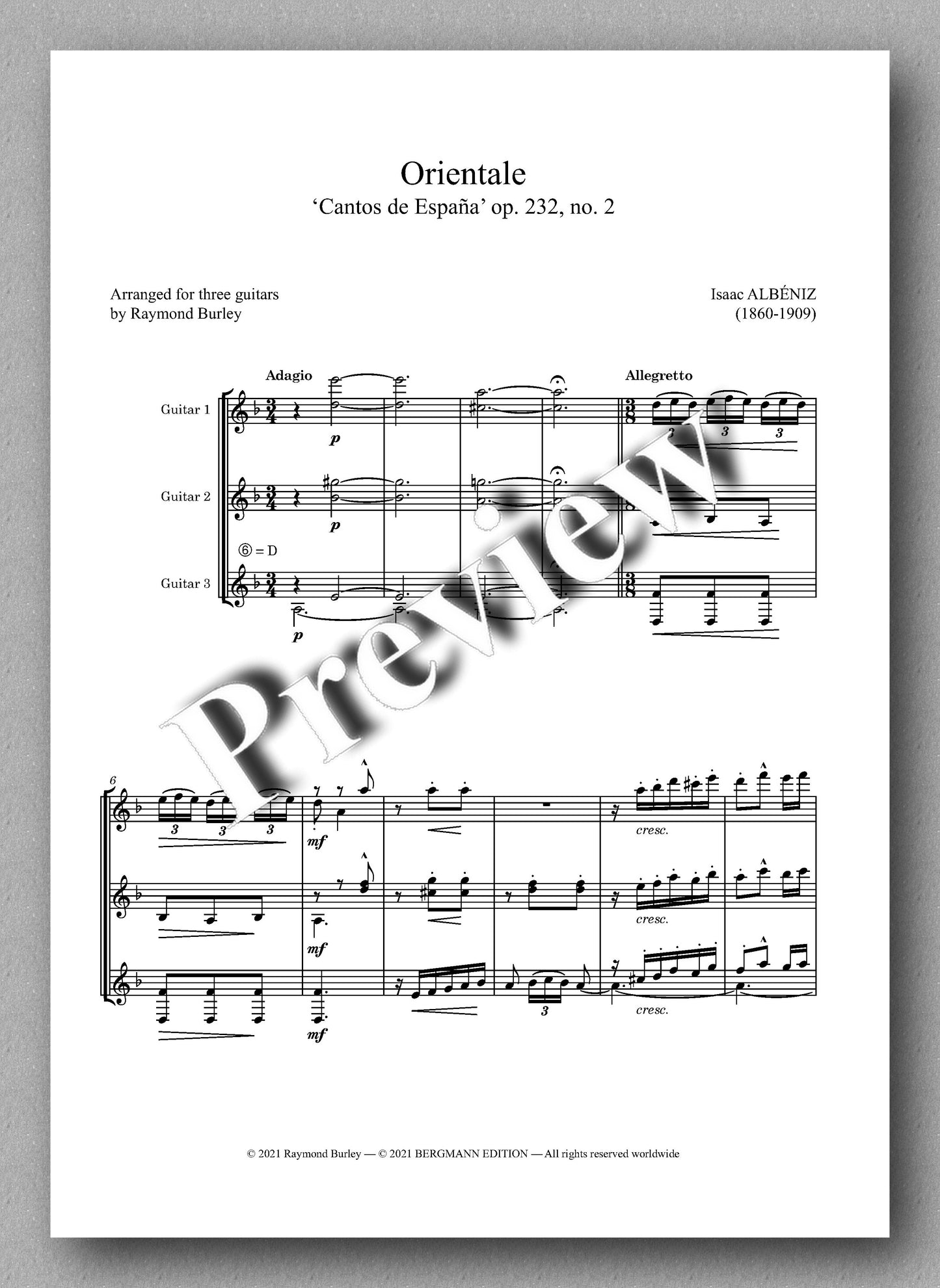 Albéniz-Burley, Orientale - music score 1
