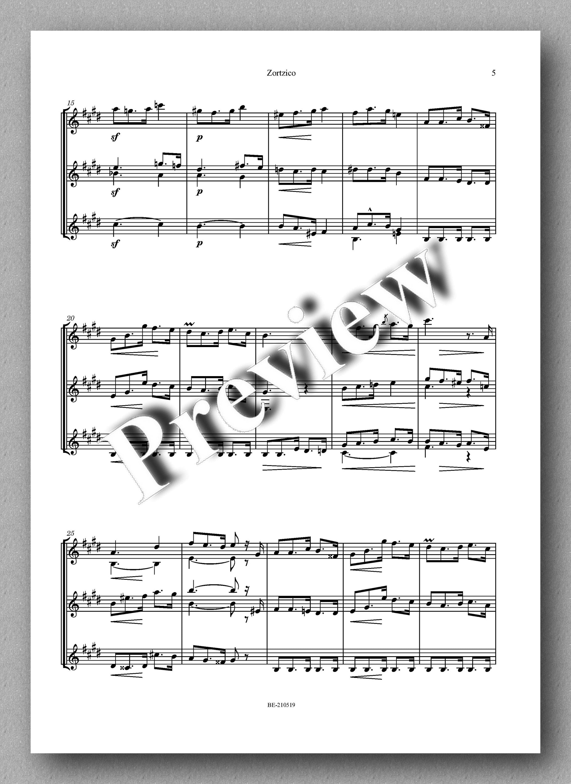 Albéniz-Burley, Zortzico - music score 2