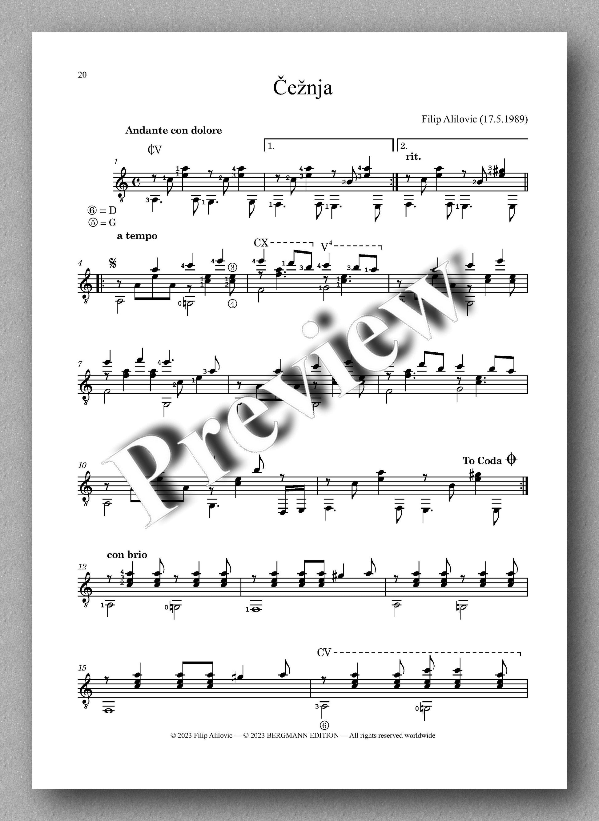 Filip Alilovic, Collection of Six Pieces - preview of the music score 6