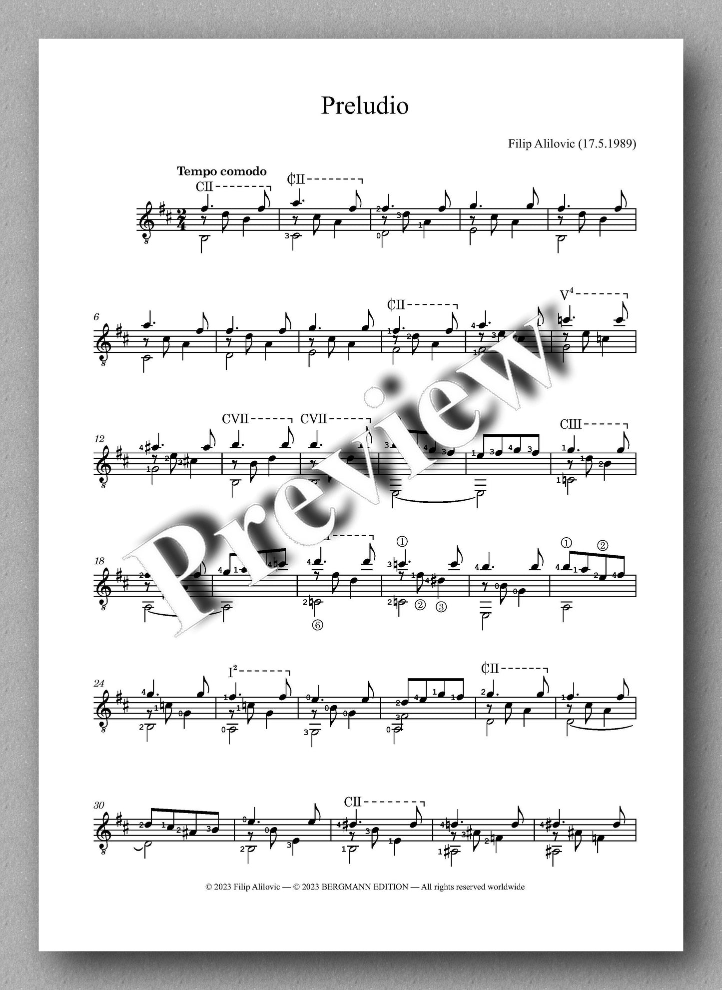 Filip Alilovic, Collection of Six Pieces - preview of the music score 1