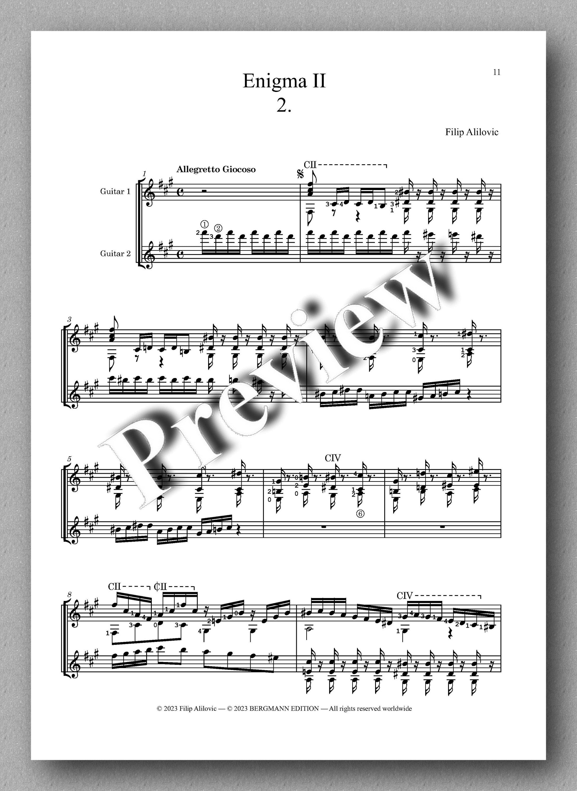 Filip Alilovic, Enigma II - preview of the music score 2