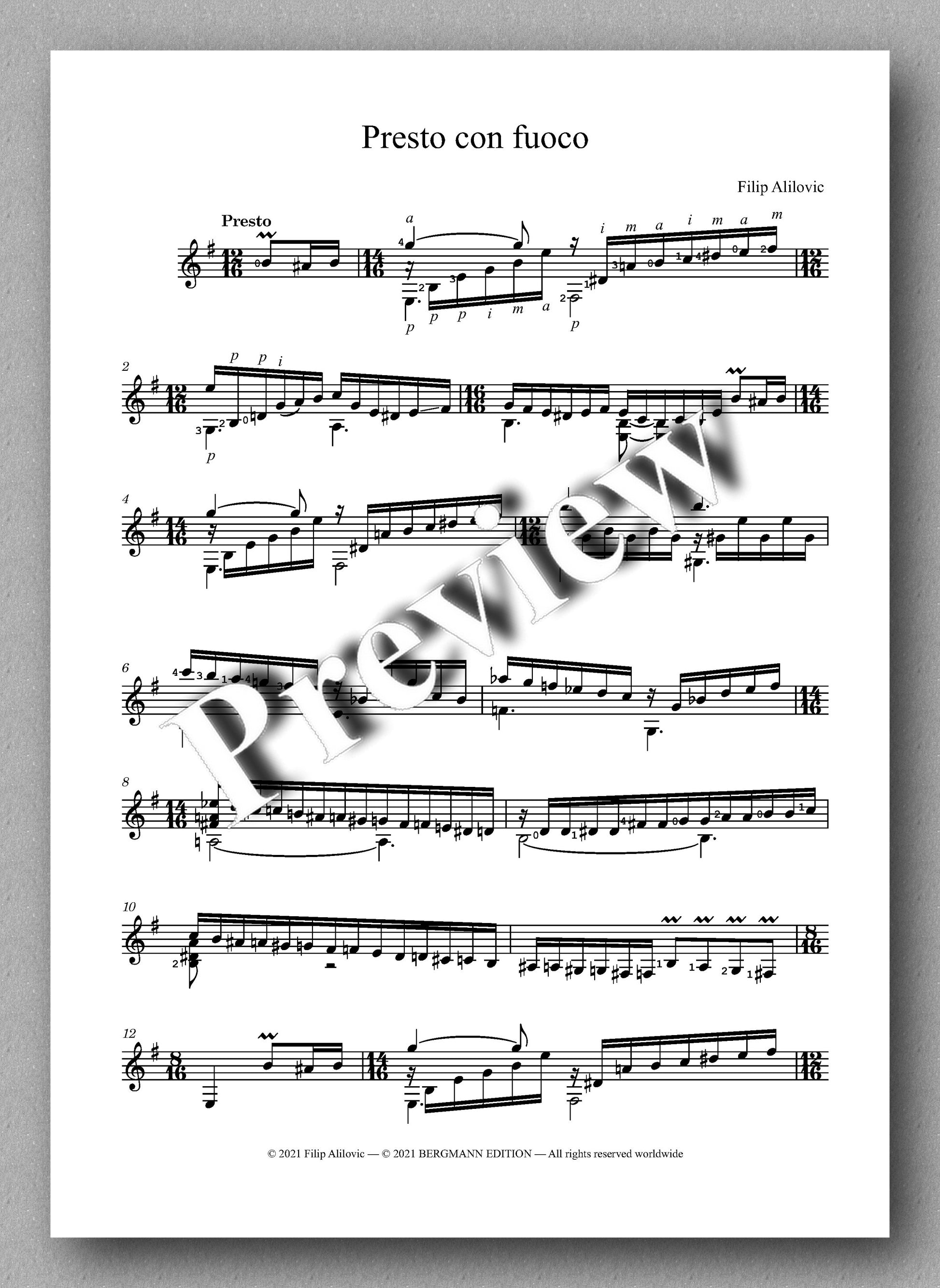Alilovic, Presto con fuoco - music score 1