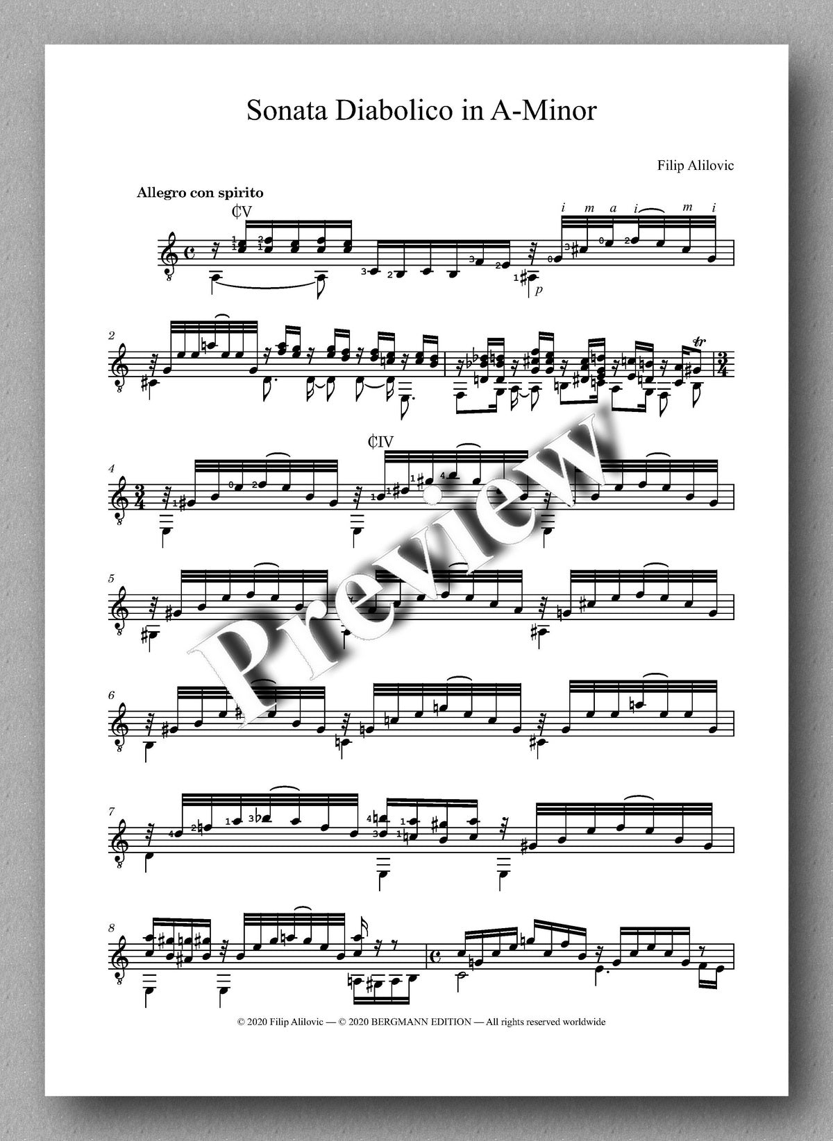 Filip Alilovic, Sonata Diabolico - music score 1