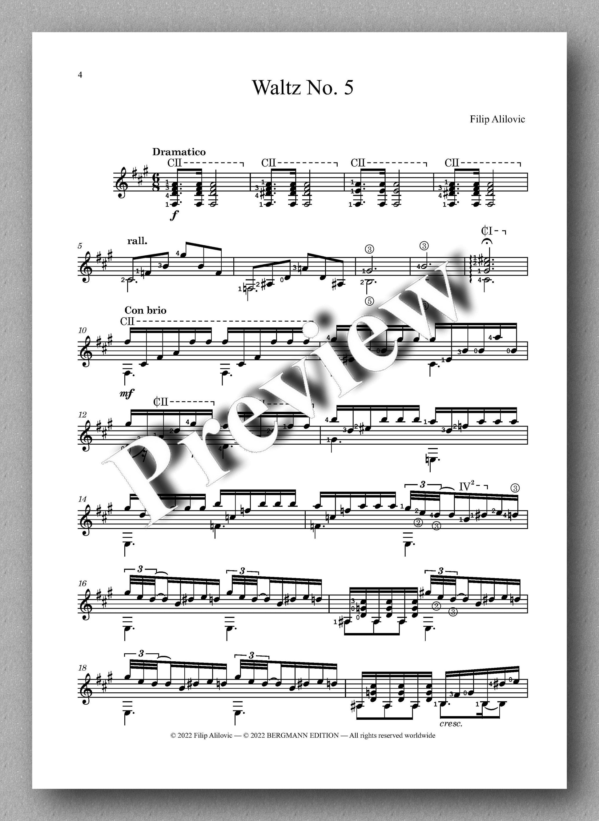 Alilovic, Waltz No. 5 - music score 1