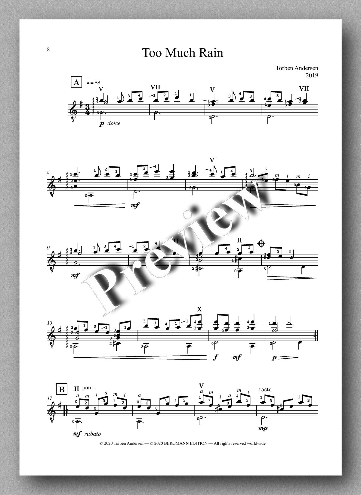 Torben Andersen, Twisted Moonbeams  - preview of the Music score 3