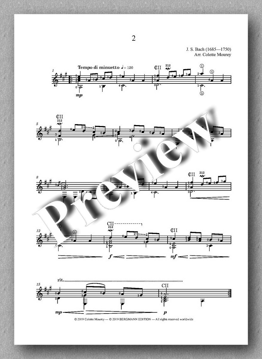 Three Menuets by J. S. Bach - preview of the music score 2