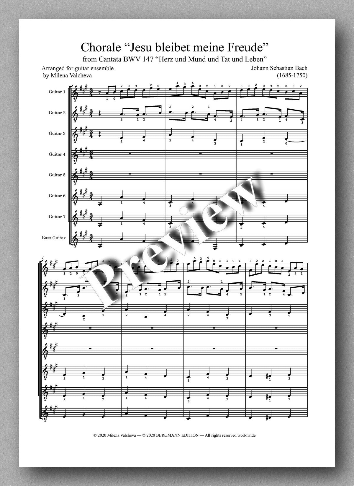 J.S. Bach, Chorale - preview of the music score 1