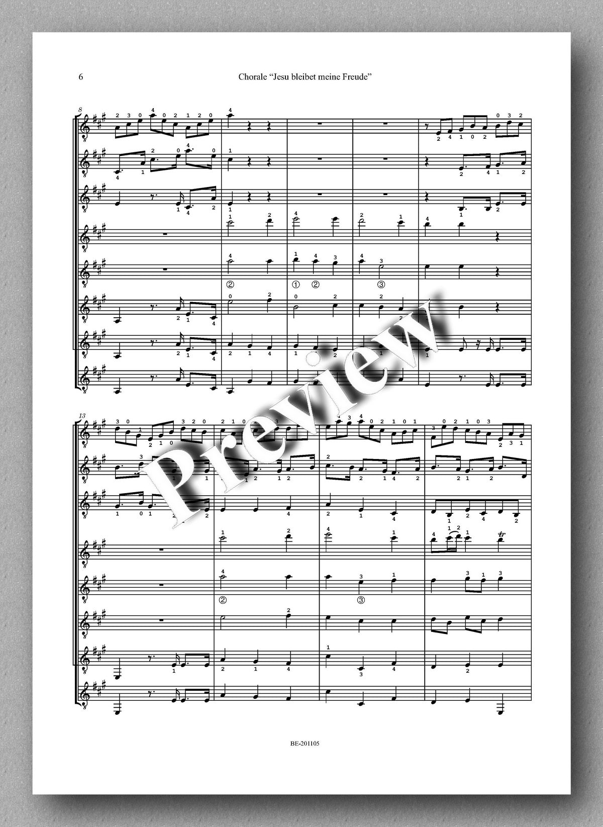 J.S. Bach, Chorale - preview of the music score 2