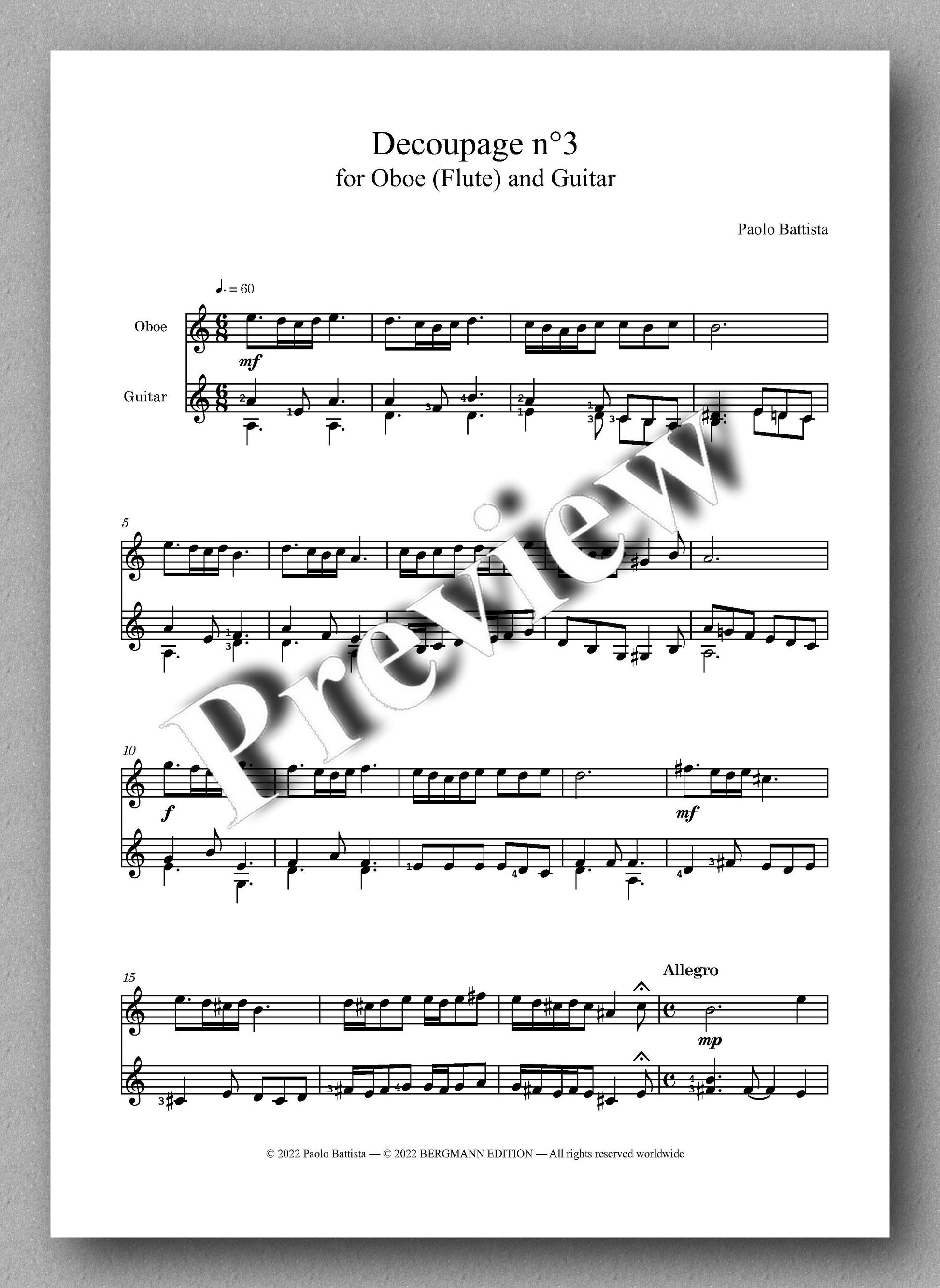 Decoupage n° 3 by Paolo Battista - preview of the music score