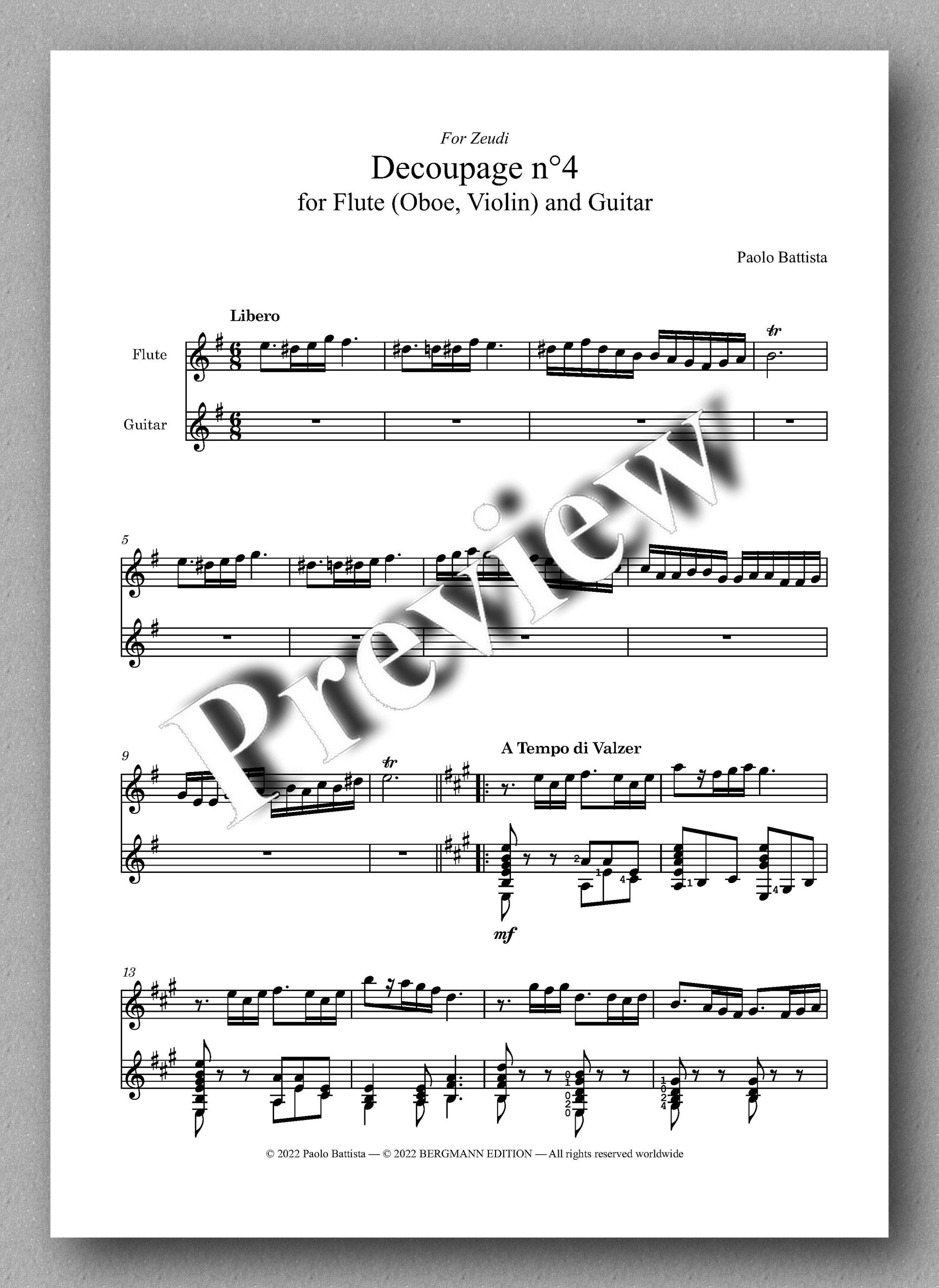 Decoupage n° 4 by Paolo Battista - preview of the music score